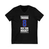 Trouba 8 New York Hockey Royal Blue Vertical Design Unisex V-Neck Tee