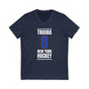 Trouba 8 New York Hockey Royal Blue Vertical Design Unisex V-Neck Tee