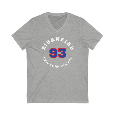 Zibanejad 93 New York Hockey Number Arch Design Unisex V-Neck Tee