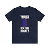 Trouba 8 New York Hockey Royal Blue Vertical Design Unisex T-Shirt