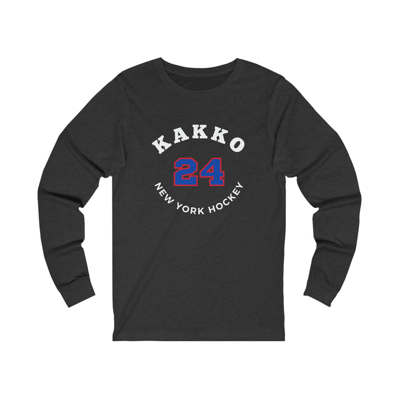 Kakko 24 New York Hockey Number Arch Design Unisex Jersey Long Sleeve Shirt