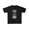 Clague 38 Buffalo Hockey Royal Blue Vertical Design Kids Tee