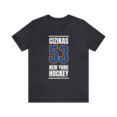 Cizikas 53 New York Hockey Blue Vertical Design Unisex T-Shirt