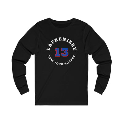 Lafreniere 13 New York Hockey Number Arch Design Unisex Jersey Long Sleeve Shirt