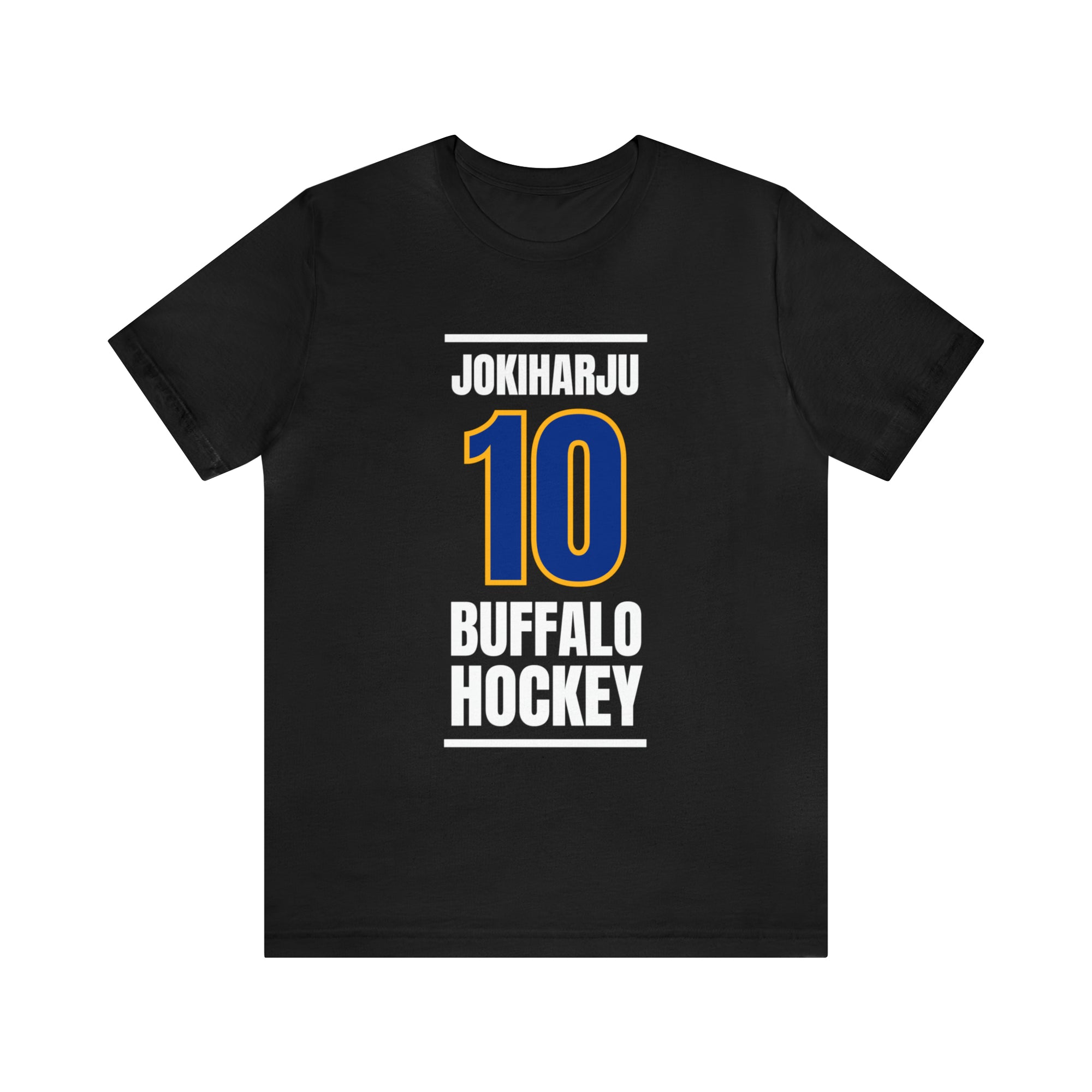 Jokiharju 10 Buffalo Hockey Royal Blue Vertical Design Unisex T-Shirt