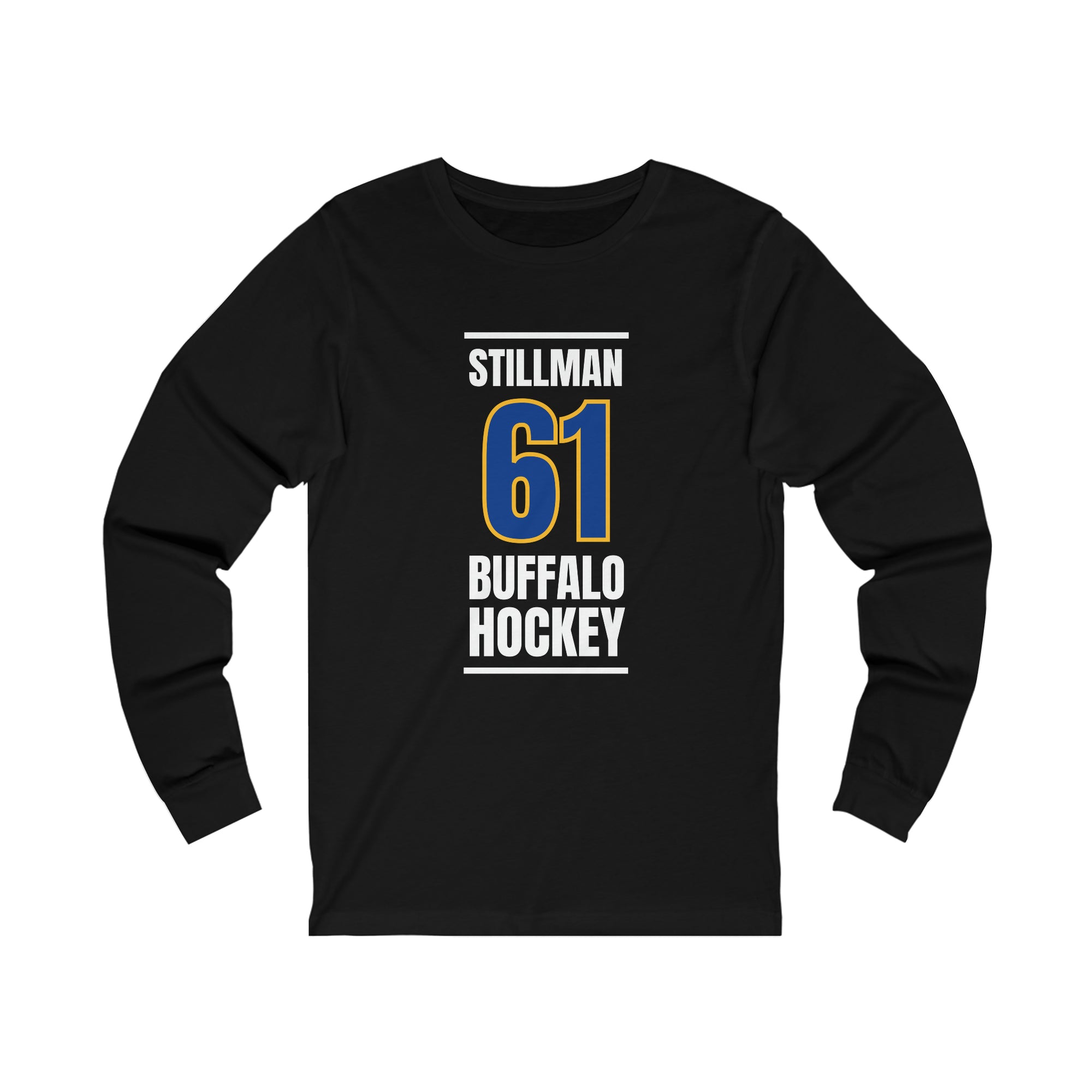 Stillman 61 Buffalo Hockey Royal Blue Vertical Design Unisex Jersey Long Sleeve Shirt