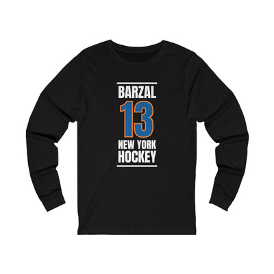 Barzal 13 New York Hockey Blue Vertical Design Unisex Jersey Long Sleeve Shirt