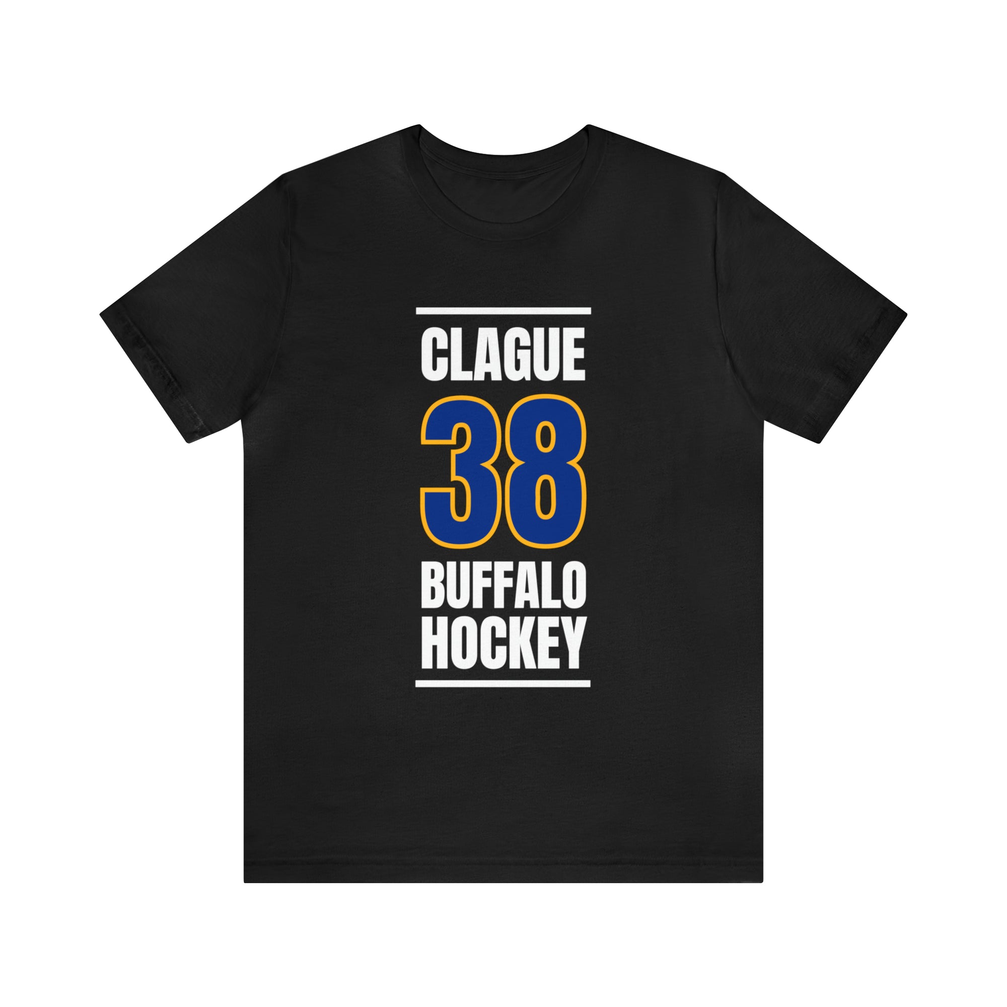 Clague 38 Buffalo Hockey Royal Blue Vertical Design Unisex T-Shirt