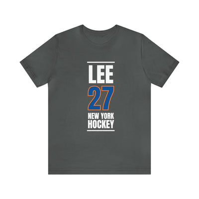 Lee 27 New York Hockey Blue Vertical Design Unisex T-Shirt