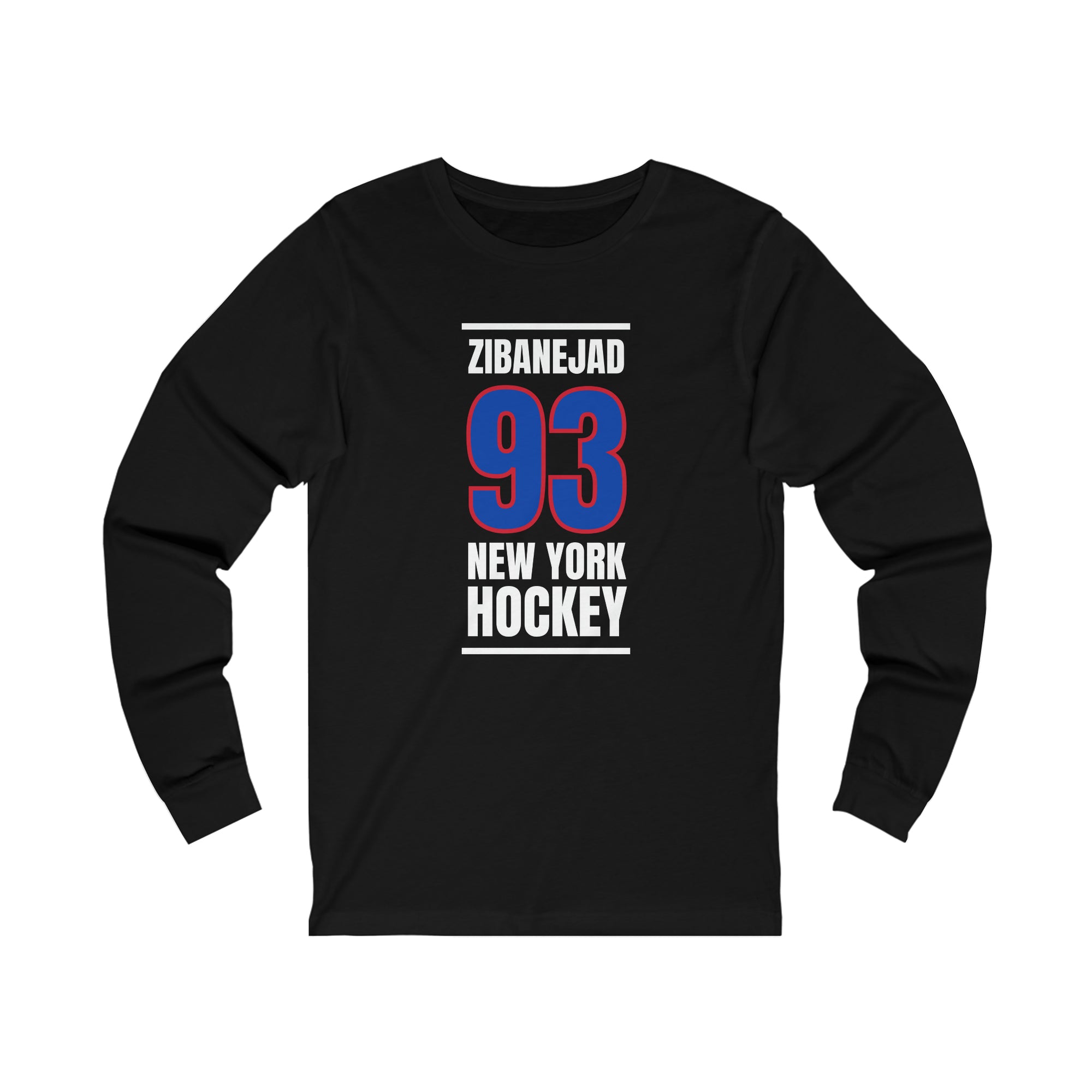 Zibanejad 93 New York Hockey Royal Blue Vertical Design Unisex Jersey Long Sleeve Shirt