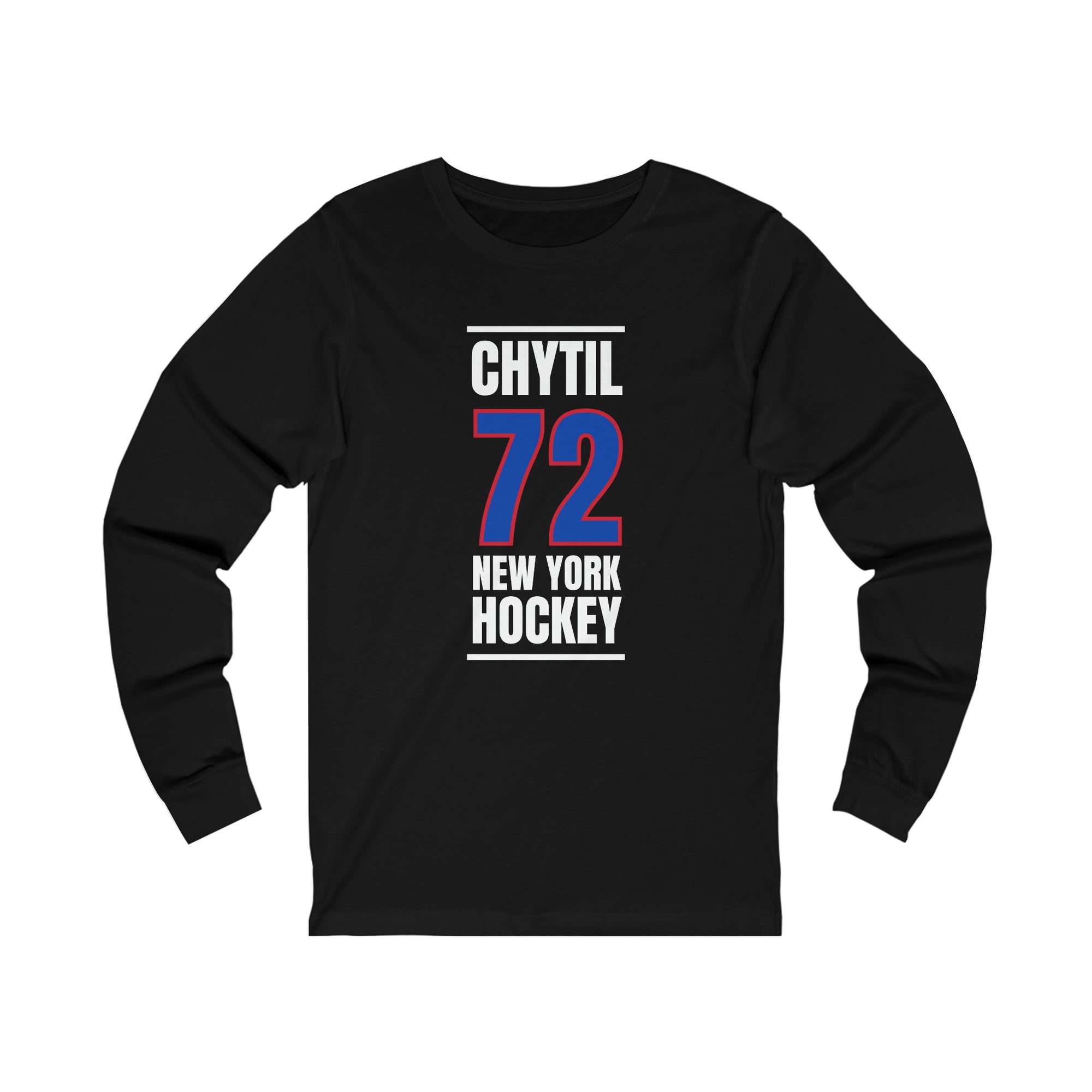 Chytil 72 New York Hockey Royal Blue Vertical Design Unisex Jersey Long Sleeve Shirt