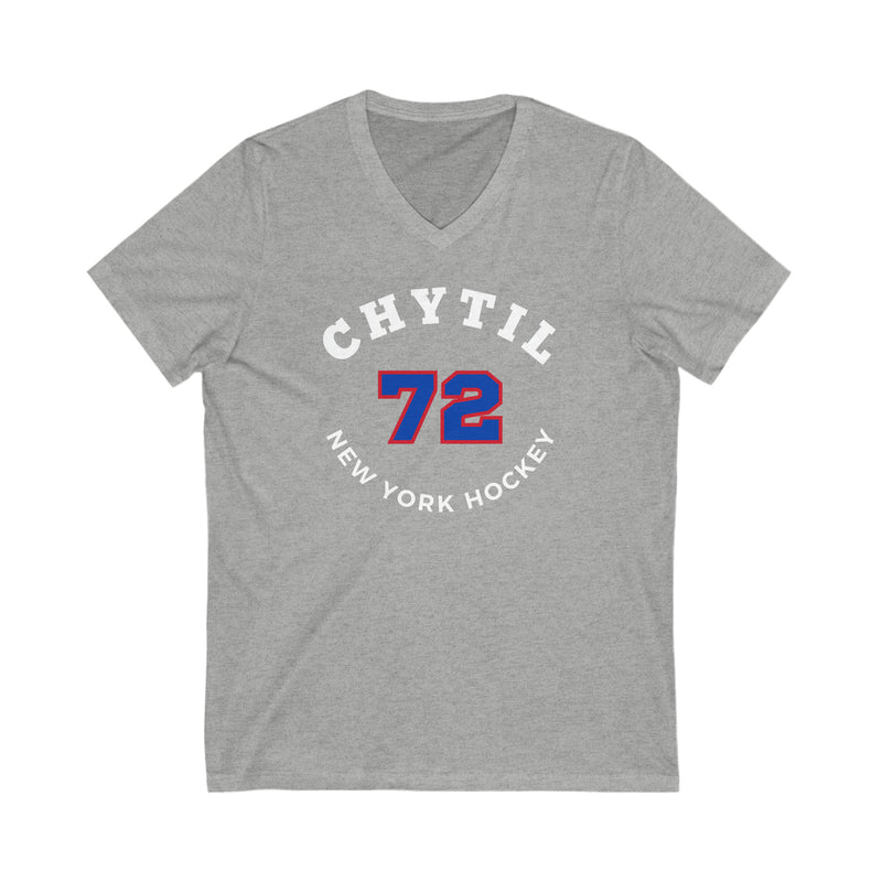 Chytil 72 New York Hockey Number Arch Design Unisex V-Neck Tee