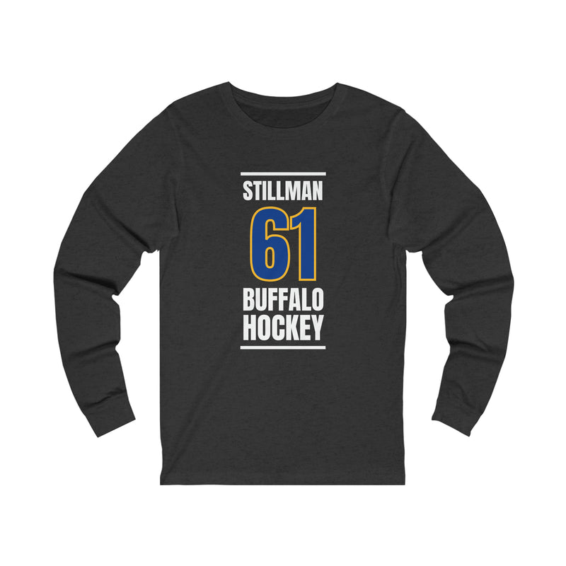 Stillman 61 Buffalo Hockey Royal Blue Vertical Design Unisex Jersey Long Sleeve Shirt