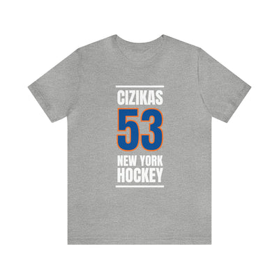 Cizikas 53 New York Hockey Blue Vertical Design Unisex T-Shirt