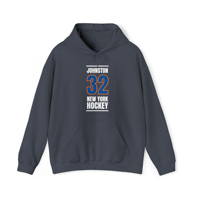 Johnston 32 New York Hockey Blue Vertical Design Unisex Hooded Sweatshirt