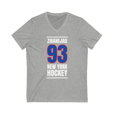 Zibanejad 93 New York Hockey Royal Blue Vertical Design Unisex V-Neck Tee