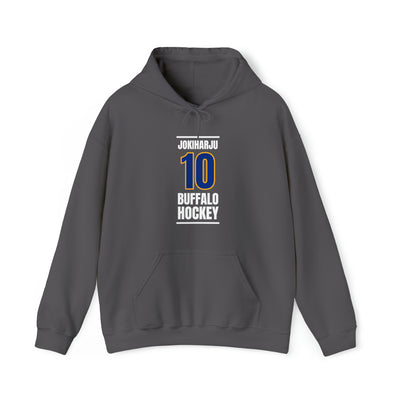 Jokiharju 10 Buffalo Hockey Royal Blue Vertical Design Unisex Hooded Sweatshirt