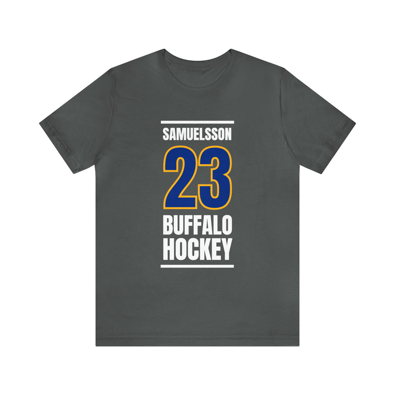 Samuelsson 23 Buffalo Hockey Royal Blue Vertical Design Unisex T-Shirt