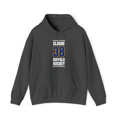 Clague 38 Buffalo Hockey Royal Blue Vertical Design Unisex Hooded Sweatshirt