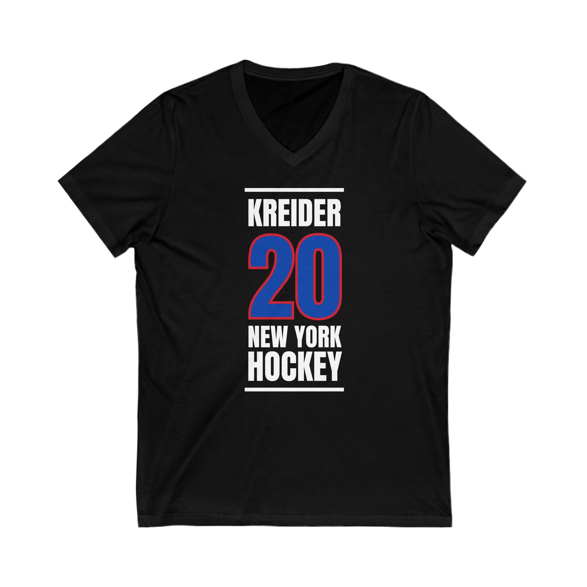 Kreider 20 New York Hockey Royal Blue Vertical Design Unisex V-Neck Tee