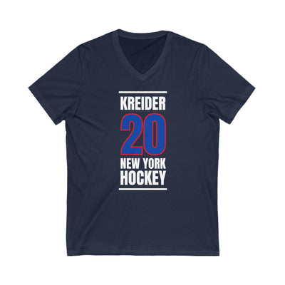 Kreider 20 New York Hockey Royal Blue Vertical Design Unisex V-Neck Tee