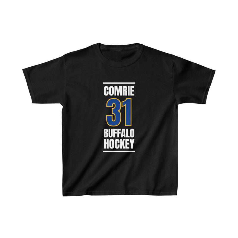 Comrie 31 Buffalo Hockey Royal Blue Vertical Design Kids Tee