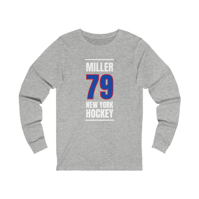 Miller 79 New York Hockey Royal Blue Vertical Design Unisex Jersey Long Sleeve Shirt