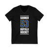 Skinner 53 Buffalo Hockey Royal Blue Vertical Design Unisex V-Neck Tee