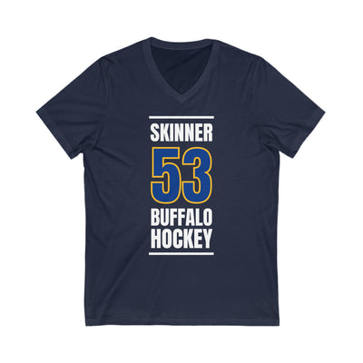 Skinner 53 Buffalo Hockey Royal Blue Vertical Design Unisex V-Neck Tee