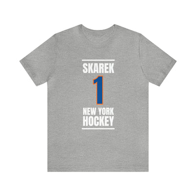 Skarek 1 New York Hockey Blue Vertical Design Unisex T-Shirt