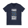 Power 25 Buffalo Hockey Royal Blue Vertical Design Unisex V-Neck Tee