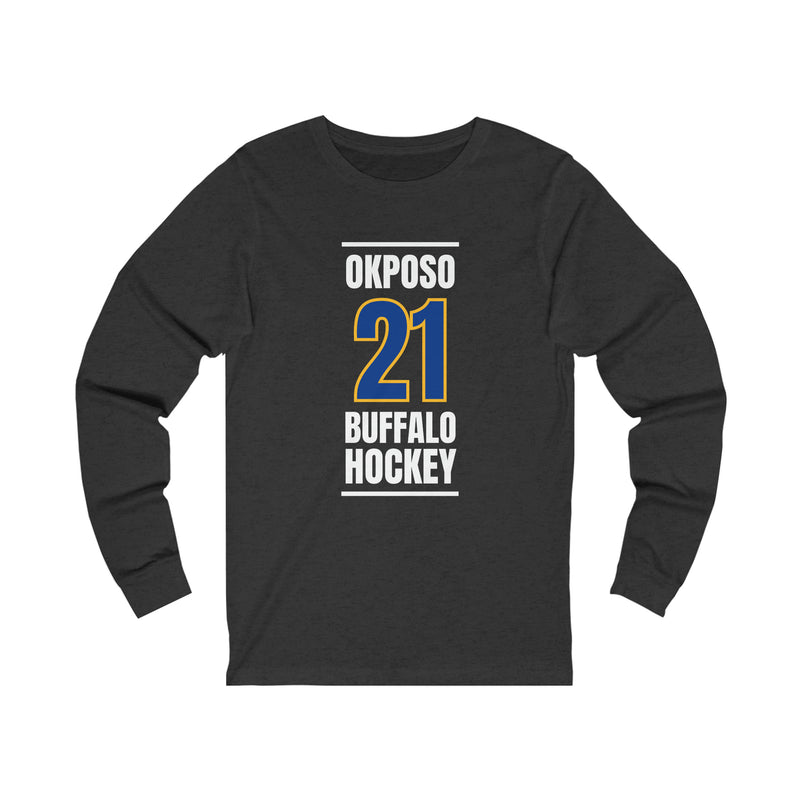 Okposo 21 Buffalo Hockey Royal Blue Vertical Design Unisex Jersey Long Sleeve Shirt