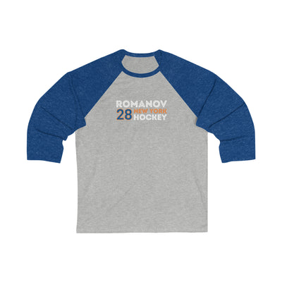 Romanov 28 New York Hockey Grafitti Wall Design Unisex Tri-Blend 3/4 Sleeve Raglan Baseball Shirt