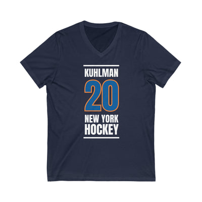 Kuhlman 20 New York Hockey Blue Vertical Design Unisex V-Neck Tee