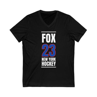 Fox 23 New York Hockey Royal Blue Vertical Design Unisex V-Neck Tee