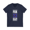 Fox 23 New York Hockey Royal Blue Vertical Design Unisex V-Neck Tee