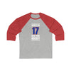 Wheeler 17 New York Hockey Royal Blue Vertical Design Unisex Tri-Blend 3/4 Sleeve Raglan Baseball Shirt