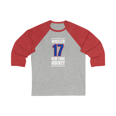 Wheeler 17 New York Hockey Royal Blue Vertical Design Unisex Tri-Blend 3/4 Sleeve Raglan Baseball Shirt