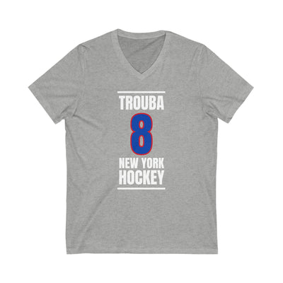 Trouba 8 New York Hockey Royal Blue Vertical Design Unisex V-Neck Tee