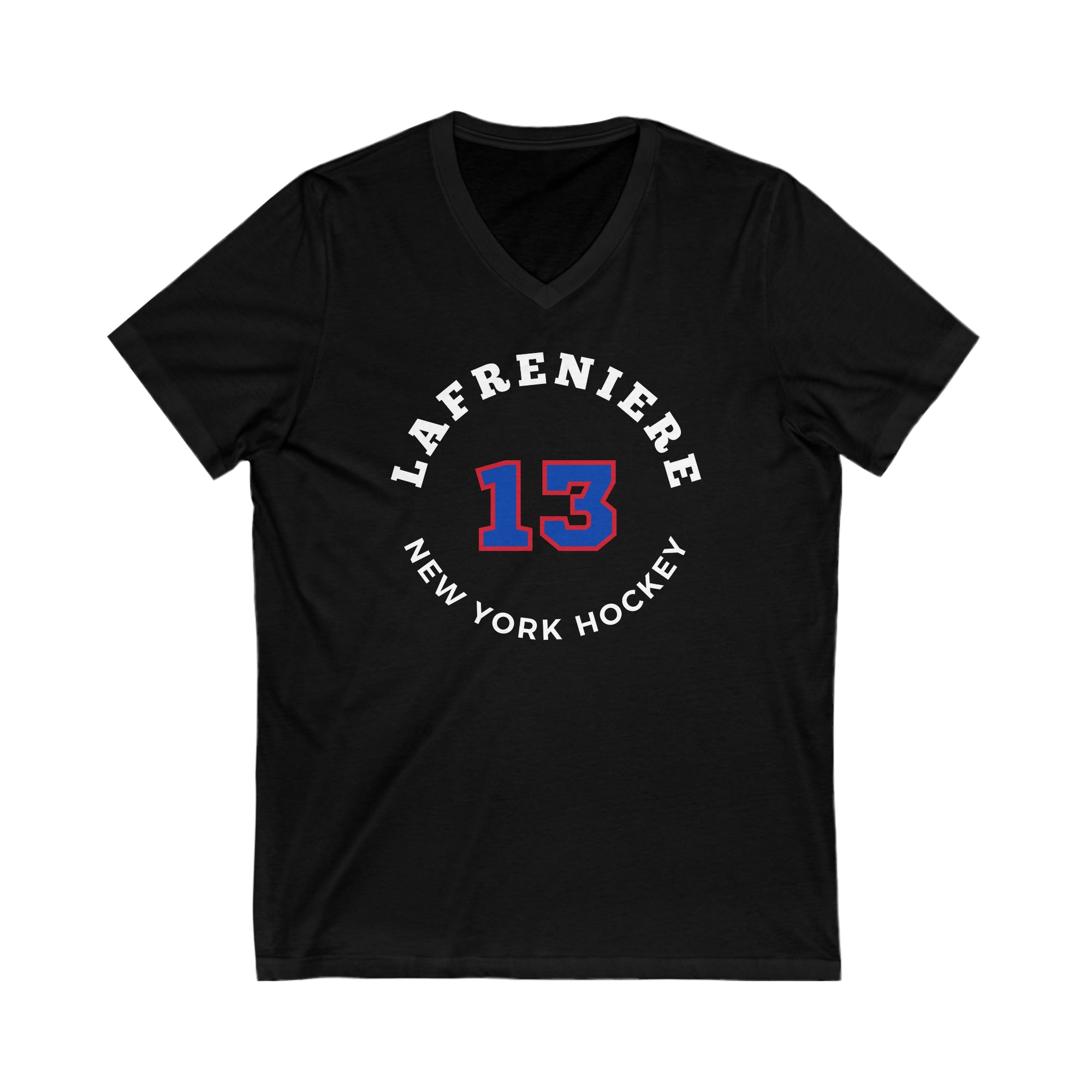 Lafreniere 13 New York Hockey Number Arch Design Unisex V-Neck Tee