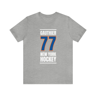 Gauthier 77 New York Hockey Blue Vertical Design Unisex T-Shirt