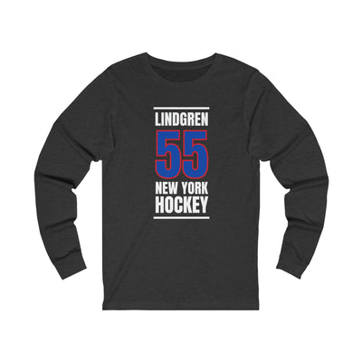 Lindgren 55 New York Hockey Royal Blue Vertical Design Unisex Jersey Long Sleeve Shirt