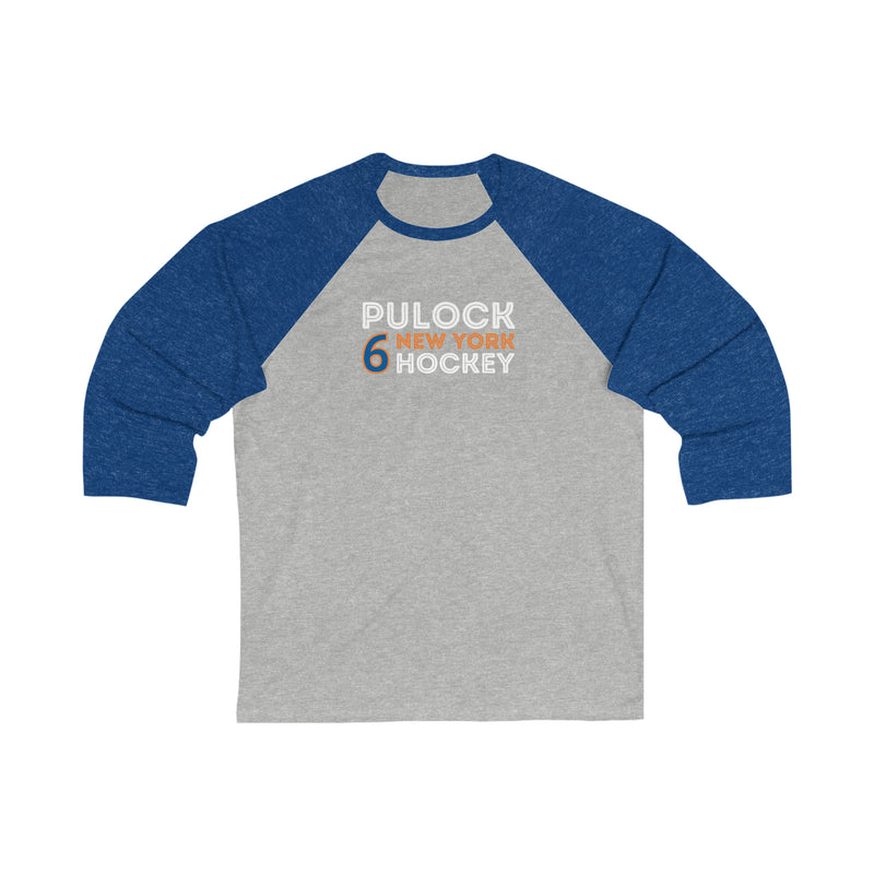 Pulock 6 New York Hockey Grafitti Wall Design Unisex Tri-Blend 3/4 Sleeve Raglan Baseball Shirt