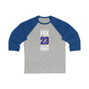 Fox 23 New York Hockey Royal Blue Vertical Design Unisex Tri-Blend 3/4 Sleeve Raglan Baseball Shirt