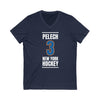 Pelech 3 New York Hockey Blue Vertical Design Unisex V-Neck Tee