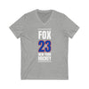 Fox 23 New York Hockey Royal Blue Vertical Design Unisex V-Neck Tee