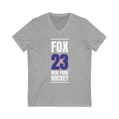 Fox 23 New York Hockey Royal Blue Vertical Design Unisex V-Neck Tee