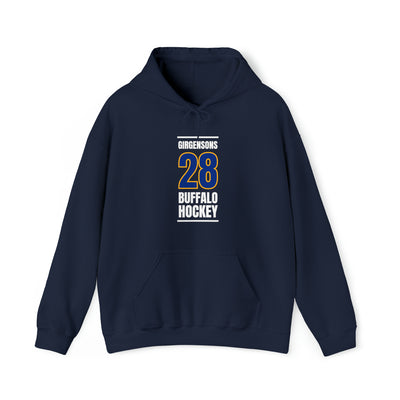 Girgensons 28 Buffalo Hockey Royal Blue Vertical Design Unisex Hooded Sweatshirt