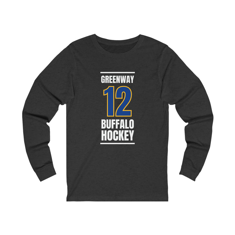 Greenway 12 Buffalo Hockey Royal Blue Vertical Design Unisex Jersey Long Sleeve Shirt