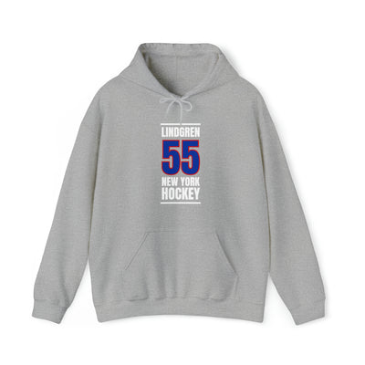 Lindgren 55 New York Hockey Royal Blue Vertical Design Unisex Hooded Sweatshirt